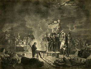 Napoleons bivuak på slagmarken Wagram natten mellem den 5. og 6. juli 1809, 1921. af Heinrich Guttenberg