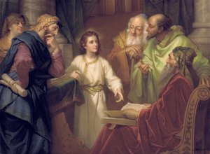 Plade, der forestiller Kristus i templet, slutningen af det 19. - begyndelsen af det 20. århundrede af Heinrich Karl Hofmann