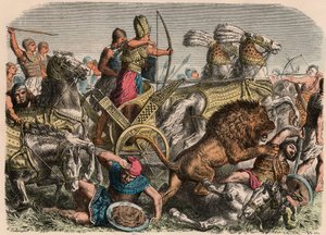 Det gamle Egypten: Farao Ramses II kæmper mod krigsløverne fra den hettitiske hær i Qadesh, 1274 f.Kr., 1866