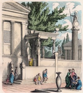 Det antikke Grækenland: Det hellige oliventræ på slottet (Akropolis) i Athen af Heinrich Leutemann