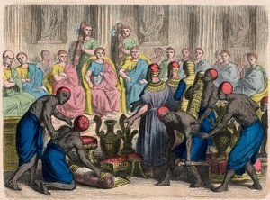 Det gamle Rom: Egyptisk legation med gaver til senatet af Heinrich Leutemann