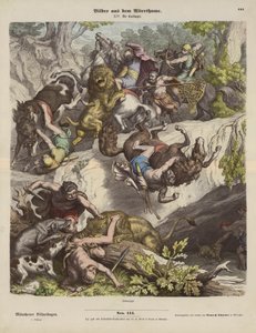 Karthagisk løvejagt (farvet indgravering) af Heinrich Leutemann