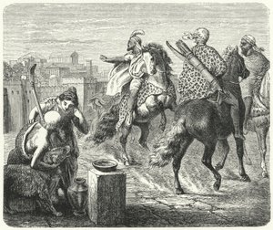 Jugurtha af Numidia forlader den korrupte by Rom (gravering) af Heinrich Leutemann