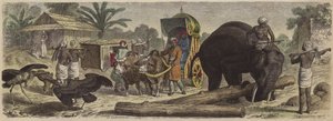 Scene i Bengal, Indien (farvet gravering) af Heinrich Leutemann