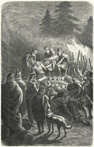 Suebi-begravelse i det gamle Tyskland (gravering) af Heinrich Leutemann