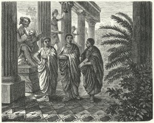 Den romerske kejser Augustus, Gaius Maecenas og Vergil (stik) af Heinrich Leutemann