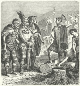 Den romerske general Stilicho forhandler med goterne, c400 (gravering) af Heinrich Leutemann