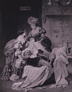 Scene fra Shakespeares The Merry Wives of Windsor (Act III, Scene 3) (litho) af Heinrich Lossow