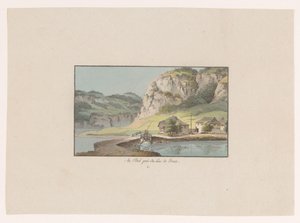 Udsigt over Le Pont nær Lac de Joux Au Pont prés du Lac de Joux (titel på objekt) Udsigt over Schweiz (serietitel) Collection de quelques vues dessinées en Suisse d