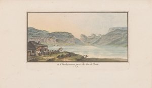 Udsigt over Les Charbonnières på Lac de Joux i Charbonieres, nær Lac de Joux (titel på objekt) Landskaber i Schweiz (serietitel) Samling af nogle perspektiver i Schweiz (serietitel)