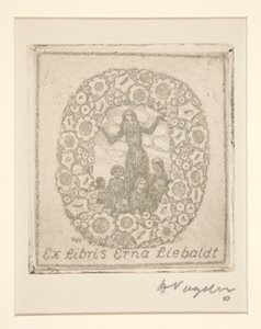 Bogplade: Ex Libris Erna Liebaldt af Heinrich Vogeler