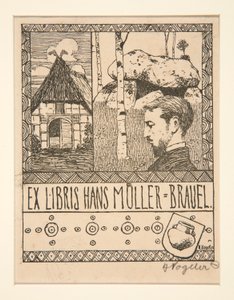 Bogplade: Ex Libris Hans Mueller-Brauel af Heinrich Vogeler