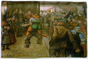 Brydekamp i udstillingsstanden af Heinrich Zille