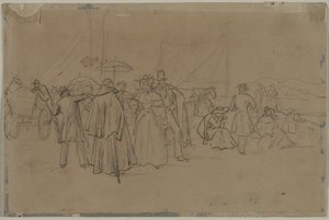 Passagerer til Rhinen Steamer recto, andet eller tredje kvartal 1800-tallet. af Heinrich von Mayr