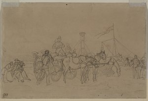 Passagerer til Rhinen Steamer verso, andet eller tredje kvartal 1800-tallet. af Heinrich von Mayr