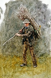 Et bundt af træ (akvarel på papir) af Helen Allingham