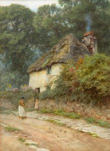 En Devonshire Cottage (akvarel) af Helen Allingham