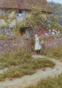 At Sandhills (akvarel med ridser ud på papir) af Helen Allingham