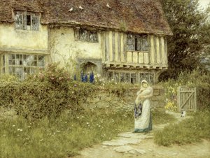 Ved siden af Old Church Gate Farm, Smarden, Kent (akvarel på papir) af Helen Allingham