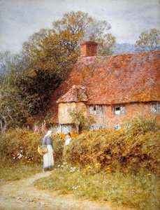 Sommerhus i Witley, Surrey (akvarel på papir) af Helen Allingham