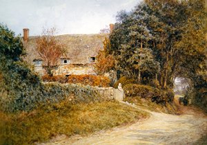 Feeding the Doves (akvarel på papir) af Helen Allingham