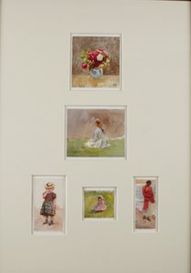 Fem skitser (akvarel på papir) af Helen Allingham