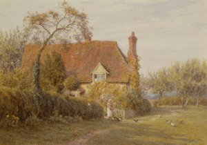 Hedges Farm, East End Farm, Pinner (blyant og akvarel) af Helen Allingham