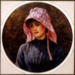Portræt af en pige (akvarel på papir) af Helen Allingham