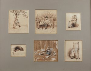 Rim for de unge (sepia pen & vask på papir) af Helen Allingham