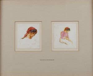 Studie af en pige i et rødt tørklæde af Helen Allingham