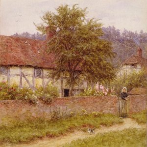 The Stray Kitten, c.1891 (olie på lærred) af Helen Allingham
