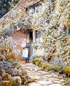 Vine Cottage (akvarel på papir) af Helen Allingham