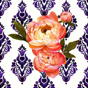 Peony on Delft, 2021 (akvarel) af Helen White