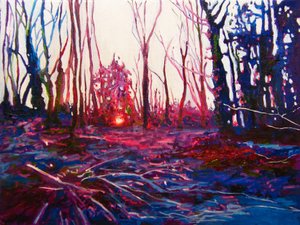 Solnedgang på frostet mark, 2009 (olie på lærred) af Helen White