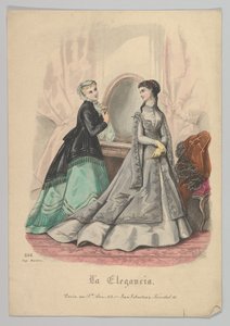 To kvinder med et spejl, nr. 868, fra La Elegancia San Sebastian, 1800-tallet. af Heloise Leloir