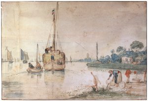 En pram med hø, c1625-c1634 af Hendrick Avercamp