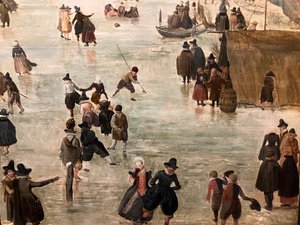 Hollandsk: IJslandschap / Skøjteløb Vinterlandskab med mange skøjteløbere af Hendrick Avercamp
