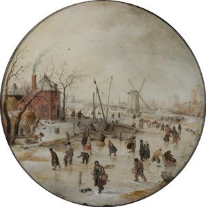 Frossen flod med skøjteløbere af Hendrick Avercamp