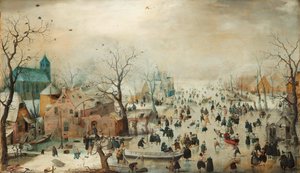 Tysk: Vinterlandskab med skøjteløbere Vinterlandskab med skøjteløbere af Hendrick Avercamp
