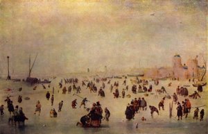 Skating scene af Hendrick Avercamp