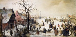 Vinterscene på en kanal af Hendrick Avercamp