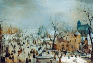 Vinterscene med skøjteløbere, c1608