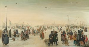 Vinterglæder foran byen. Omkring 1620 af Hendrick Avercamp