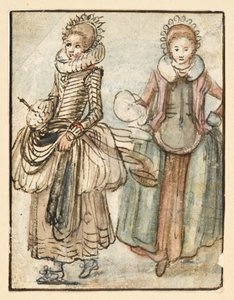 To stående kvinder af Hendrick Avercamp