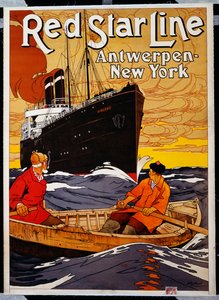 Red Star Line, ca. 1900 (litografi i farver)