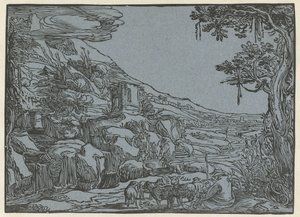Arkadisk landskab af Hendrick Goltzius (rejected attribution)