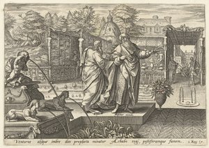 Elias forudsiger en tørke for kong Akab Elias historie (serietitel) af Hendrick Goltzius (rejected attribution)