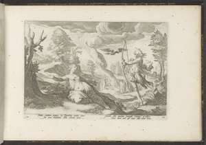 Apollo doodt Coronis Ovids Metamorfosen (serietitel) Herscheppingen van P. Ovidius Naso (serietitel) af Hendrick Goltzius (workshop of)