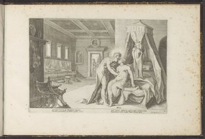 Apollo forfører Leucothea Ovids metamorfoser (serietitel) Genskabelser af P. Ovidius Naso (serietitel) af Hendrick Goltzius (workshop of)