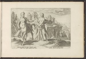 Apollo overlader Asclepius til Chiron Ovids metamorfoser (serietitel) Genskabelser af P. Ovidius Naso (serietitel) af Hendrick Goltzius (workshop of)